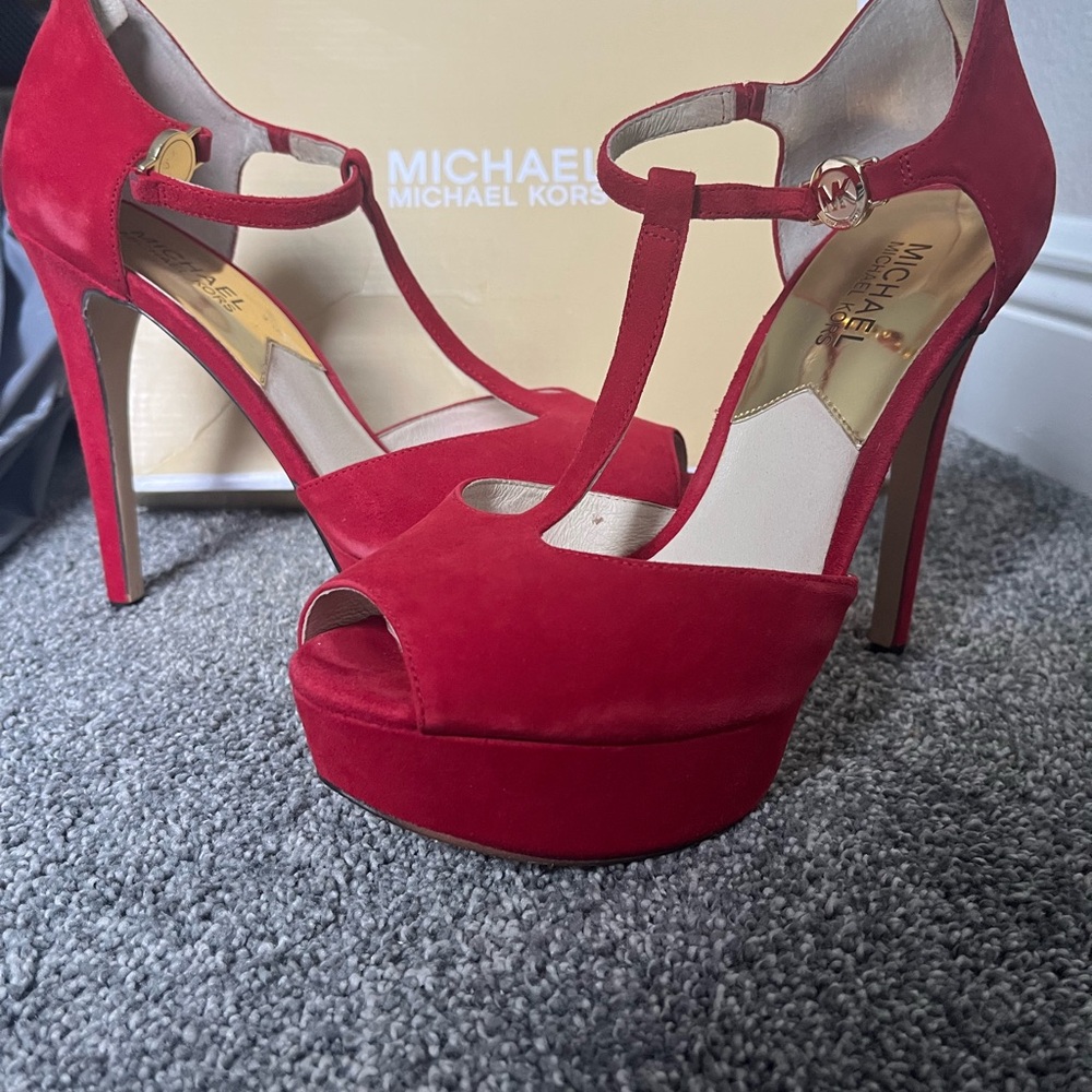 Michael Kors Bold Red Peep-Toe Heels
